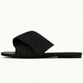 Summer Women's Flat Slippers, Women's Outerwear, Square Head, Open Toe, One Line Slippers, Men's Slippers