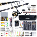Goture Carbon Telescopic Rod Spinning Reel Full Tackle Kit PE Line Lures Hooks Tools Bag Saltwater Freshwater Fishing Gear Set