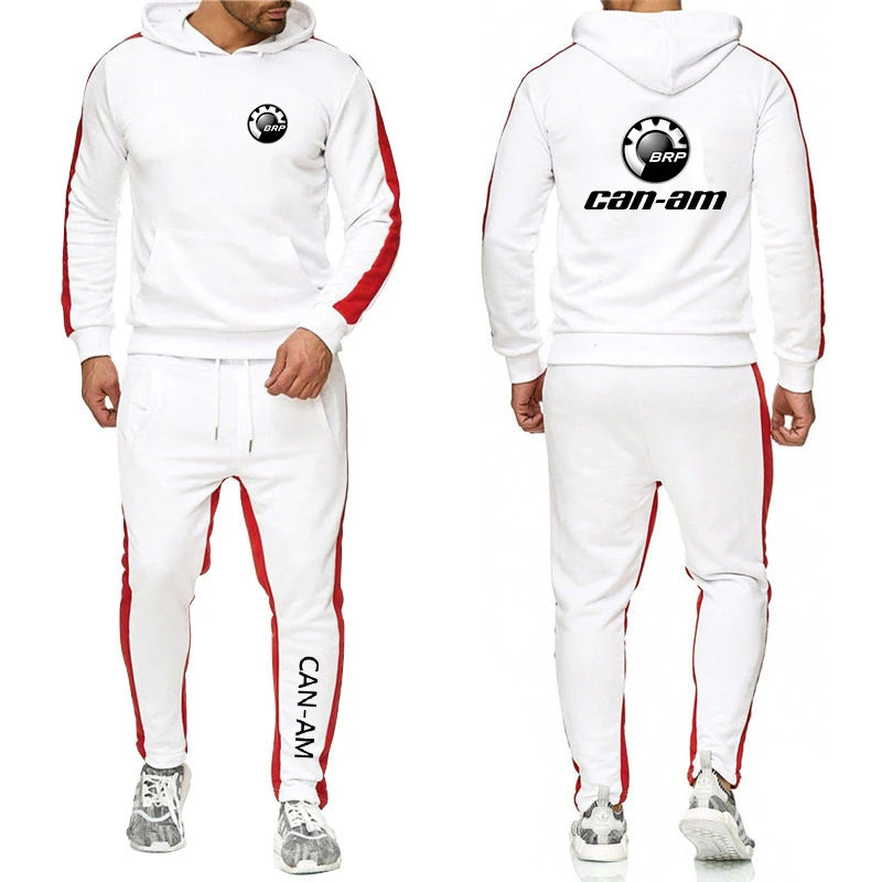 Spring Autumn CAN - AM BRP Logo Print Casual Long Sleeve Hoodies+Jogger Sweatpants Suit Men's Solid Color - View 11 | SAMAG