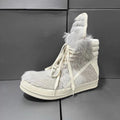 Ro Luxury Men Ankle Boot Black Horsehair Boots Women Sneaker Horse Hair High Top Shoe  Casual Shoes Zipper Sneakers