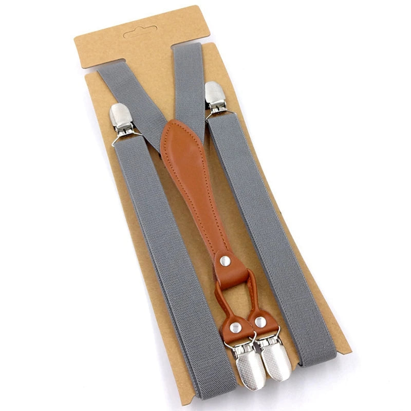 New Fashion Suspenders Men Women Adult Leather Trimmed End Y Back Adjustable Elastic Trouser Braces Strap - Visuel 4 | SAMAG