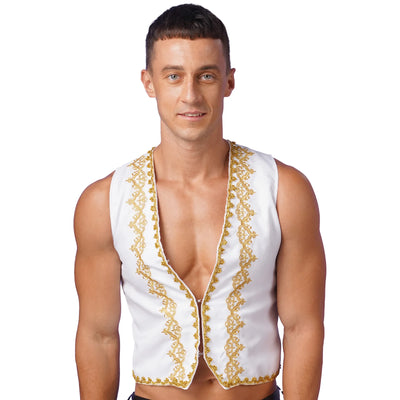 Men's Steampunk Victorian Vest Gothic Vintage Gold Trims | SAMAG