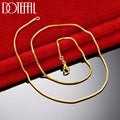 DOTEFFIL 18K Gold 1.5mm Base Box Chain Necklace For Man Women Wedding Engagement Fashion Jewelry