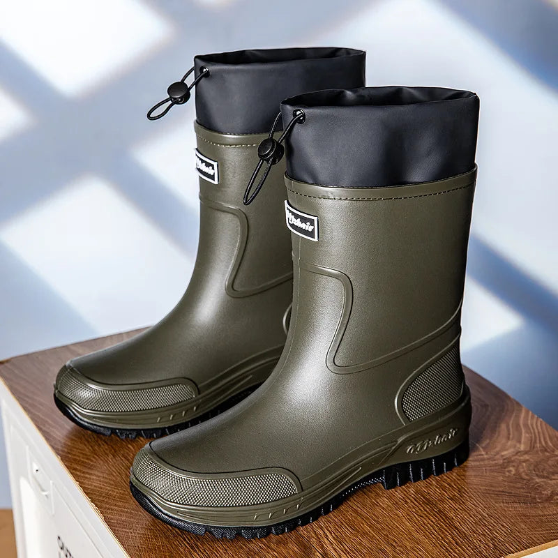 36-47 Size Wear-resistant Thick-soled Rain Boots Men's Outdoor Fishing Shoes Work Boots Non-slip Waterproof Men's Rubber Shoes