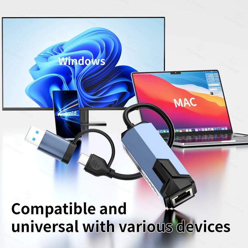 5000Mbps USB Network Card 5Gbps High Speed Wired Adapter USB3.0 Type - C to RJ45 Ethernet Converter HUB - Visuel 6 | SAMAG