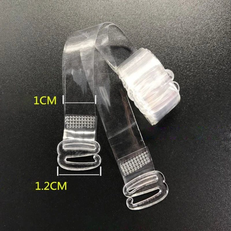 1Pair Invisible Bra Strap Elastic Shoulder Belt Transparent Non-Slip Plastic 1cm