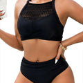 Sexy Strappy Bikini High Waist Swimsuit Women Black Mesh | SAMAG