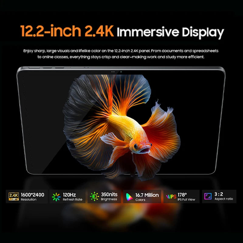 Blackview MEGA 12 Tablet 5G 12.2" 2.4K 120Hz Display Dimensity 7200 CPU IP69K Waterproof 50MP Camera 10000mAh Pad PC