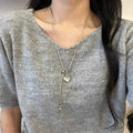 Stainless Steel Long Necklace with Heart Pendant Adjustable Chain Sweater Chain for Women Fashion Jewelry Accessories 2025