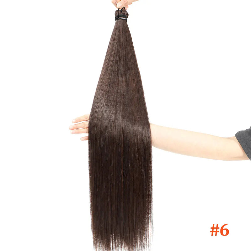 Gladys 28 Inch Crochet Braids Hair 3PCS 300g Synthetic Orange 60MW Ombre Brown T1B-330-276 Straight Braiding Hair Soft Pony Hair
