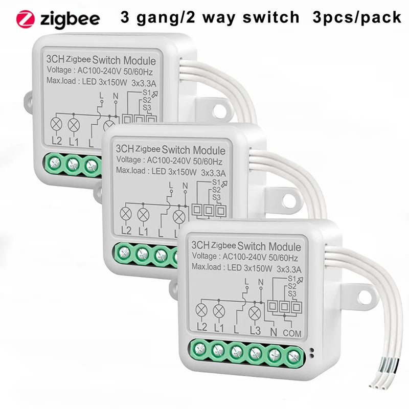 Tuya ZigBee 3.0 Smart Switch Module 10A Smart Home DIY Breaker 1 2 3 4 Gang Supports 2 Way Control Works with Alexa Google Home