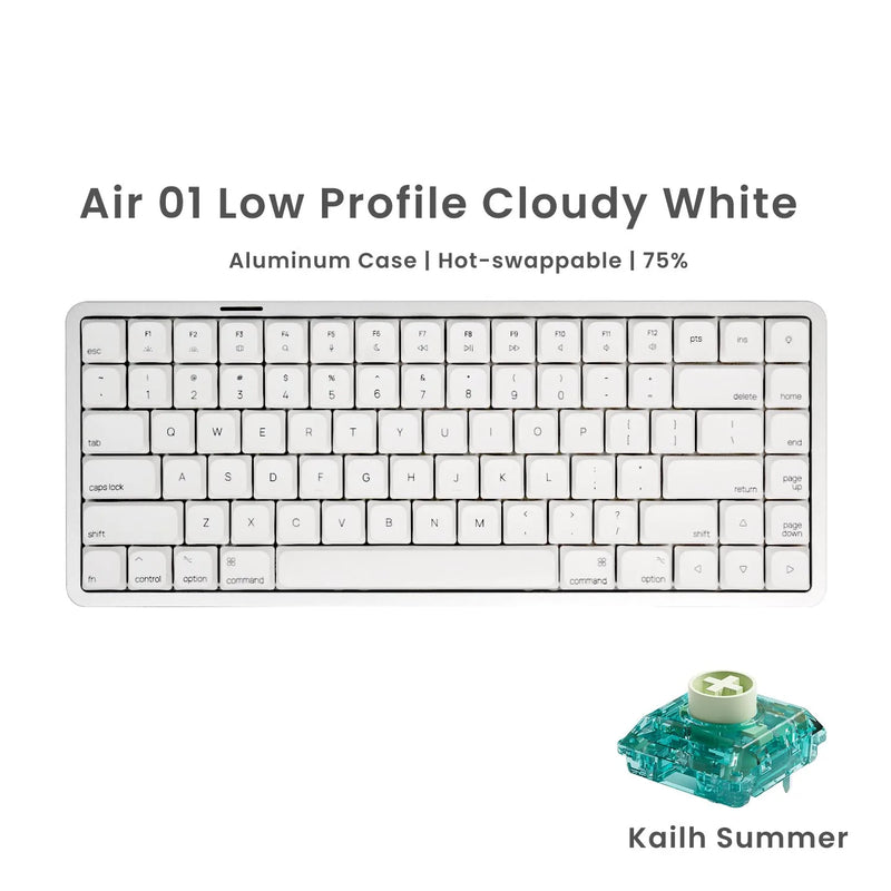 Akko Air 01 Mechanical Keyboard 75% 84-Key Mac Layout Custom Low Profile Hot-swappable RGB Tri-mode Keyboard Gasket Aluminum