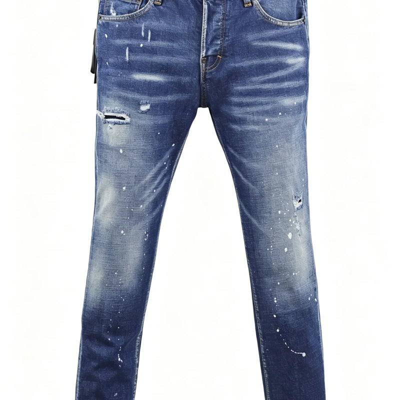 6057 Four Seasons New Men's Wear Washed Ripped Patch | SAMAG