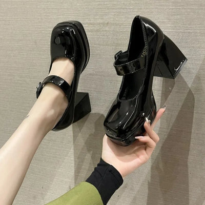 Lady Mary Jane Shoes Square Toe Platform Women High Heels | SAMAG