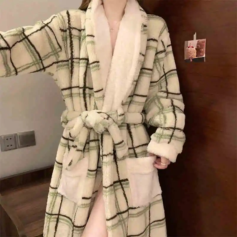 Coral Fleece Robe Women's Winter Pajamas Nightgown | SAMAG