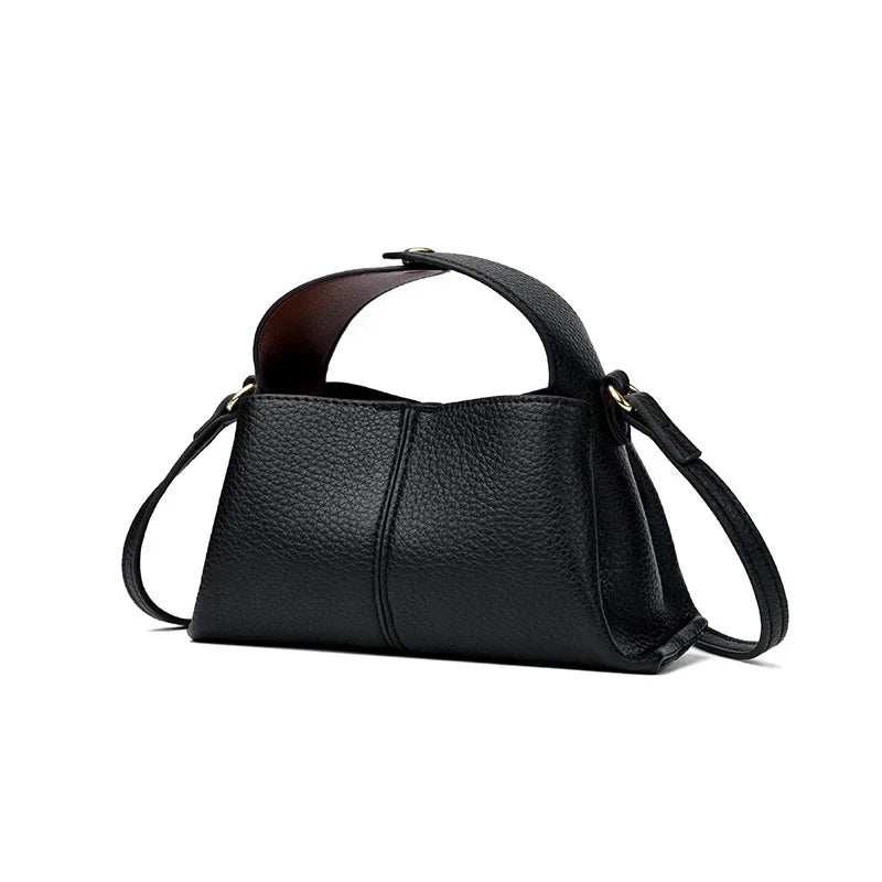 Luxury Vintage Soft Leather Women Boston Bag Minimalist Fashion Commute Shoulder Crossbody Handbag