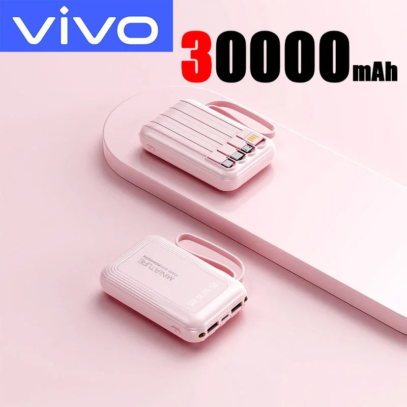 VIVO Mini 500000mAh Power Bank Super Fast Charging 4 in 1 Built in Cables LED Digital Display Power Bank for iPhone Samsung