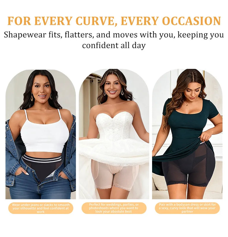 Body Shaper Women Shapewear Panties Removable Hip Pads Breathable Mesh Lace Hem Butt Lifting Underwear Daily Office Wear