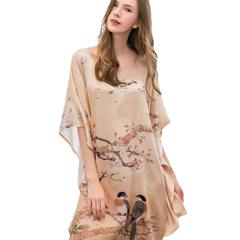 19MM 100% Mulberry Silk Nightgowns For Women  sleepwear  Silk Night Dress Long  Nighty Real Plus Size Ladies Silk Pajamas  100kg