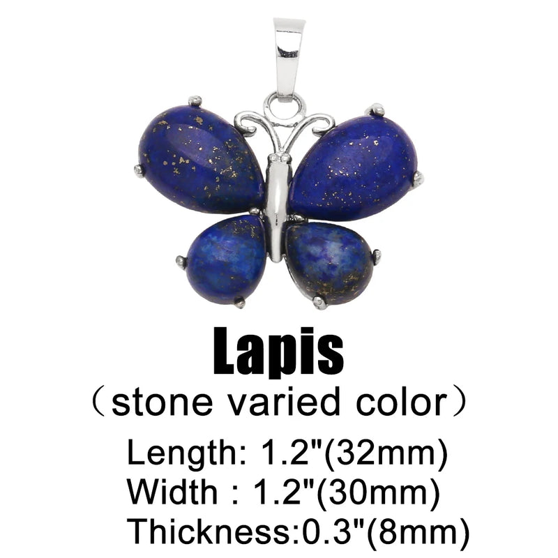 OCESRIO Vintage Natural Stone Butterfly Pendant for Necklace Copper Amethyst Reiki Pendulum DIY Jewelry Making Supplies pdta921