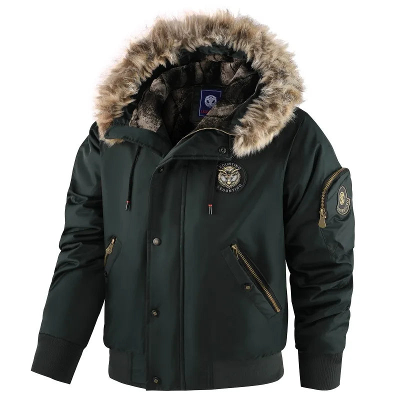 New Fashion Men Hooded Fur Collar Winter Down Jackets Male Outwear Casual Fleece Parkas Warm Coats Good Quality Men Jackets 3XL