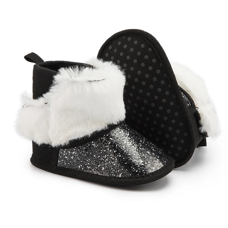 Sequin Newborn Baby Boys Girls Boots Warm Fluffy Soft Anti-slip Toddler First Walkers Multicolor Winter Infant Baby Shoes 0-18M