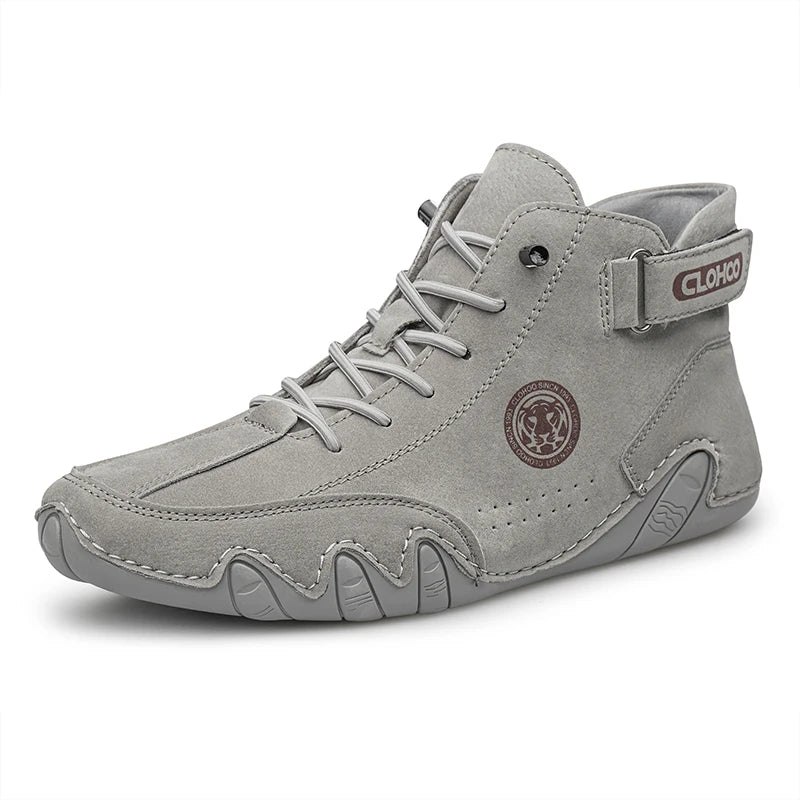CLOHOO Hand-Sewn Octopus Design Men's Short Boots High-Top Leather Riding Boots Stylish Men's Footwear