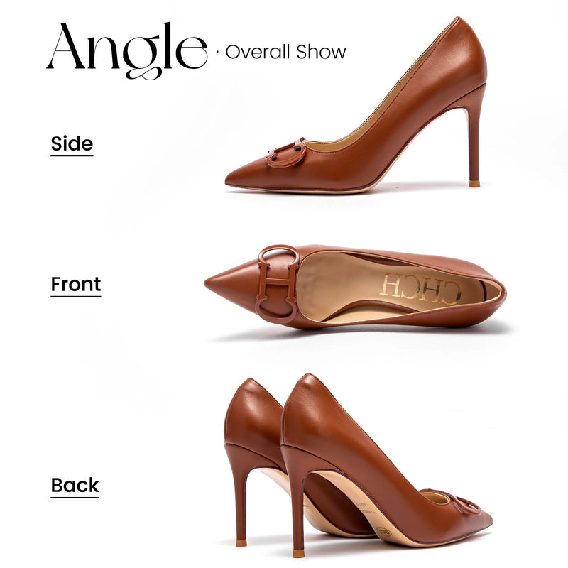 C-H Women's High Heels Spring New Collection Simple Beige Business Women's Shoes