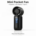 Portable Handheld Mini Fan, 6 Speeds 16900 RPM High Velocity Personal Fan with LED Display, USB Rechargeable, Mini Fan with Lanyard for Makeup, Travel, Outdoor for Women Girl Gift,Purple