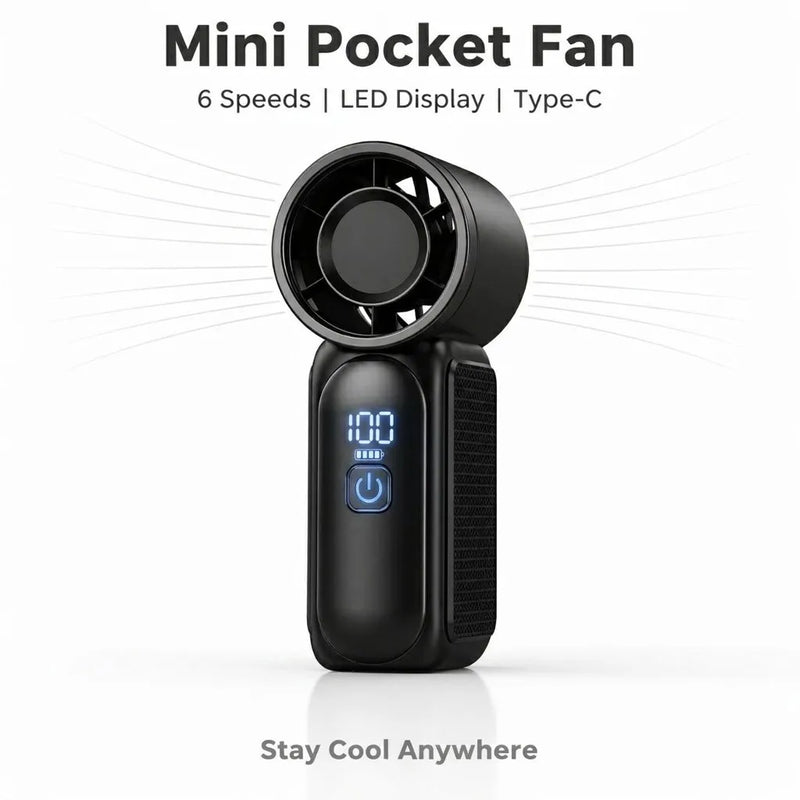 Portable Handheld Mini Fan, 6 Speeds 16900 RPM High Velocity Personal Fan with LED Display, USB Rechargeable, Mini Fan with Lanyard for Makeup, Travel, Outdoor for Women Girl Gift,Purple
