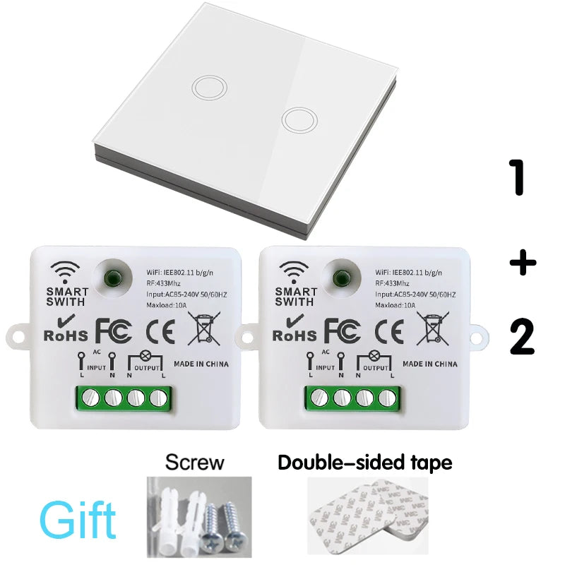 Mini WIFI Smart Light Switch Tuya Smart Life APP Wall Panels Touch Switch 433Mhz DIY Relay Module Timer Voice Google Home Alexa