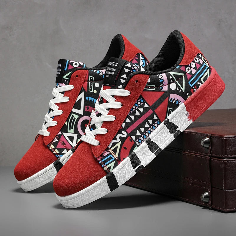 Summer Trendy Men's New Board Shoes Outdoor Non Slip Walking Men Sporty Shoe Canvas Pattern Casual Sneakers Male Zapatos