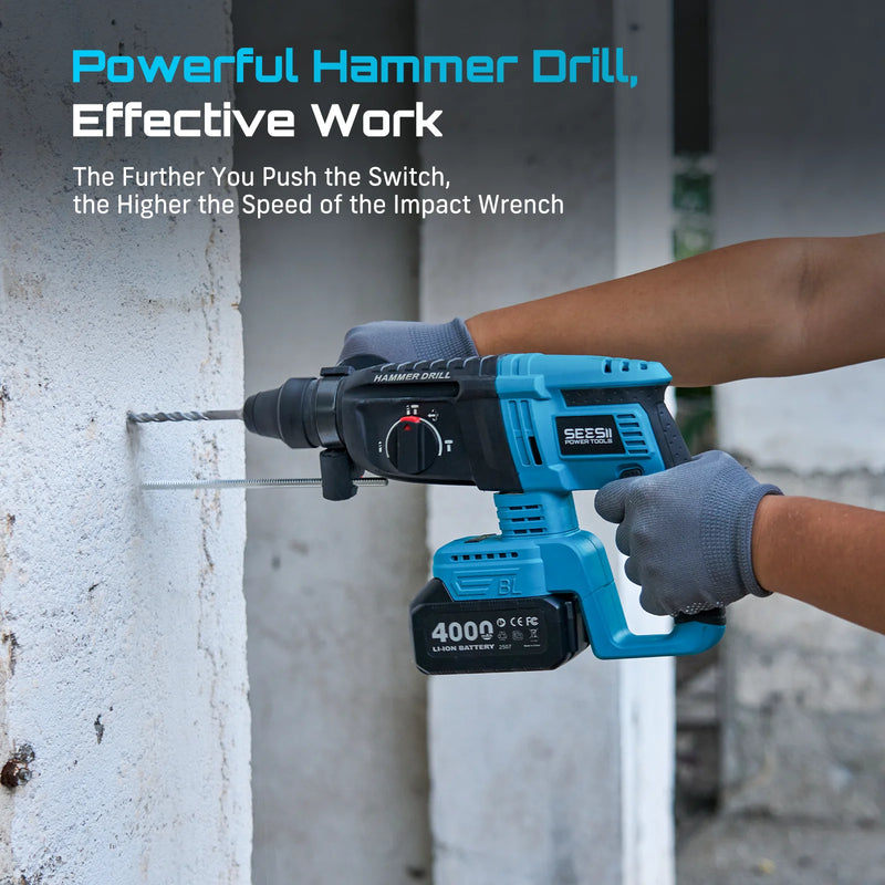 Seesii 3 - In - 1 Tool Combo Kit Rotary Hammer Drill Impact Wrench Angle Grinder Electric Brushless Cordless - View 3 | SAMAG