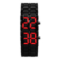 Relógio de pulso digital Lava masculino, metal completo preto, display LED azul, presentes para homem - Visuel 7 | SAMAG