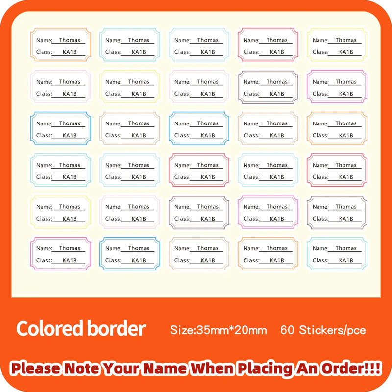 Transparent Name Sticker Custom Hebrew Stickers Waterproof Personalized Children Label for Schlool Stationery Office Supplies