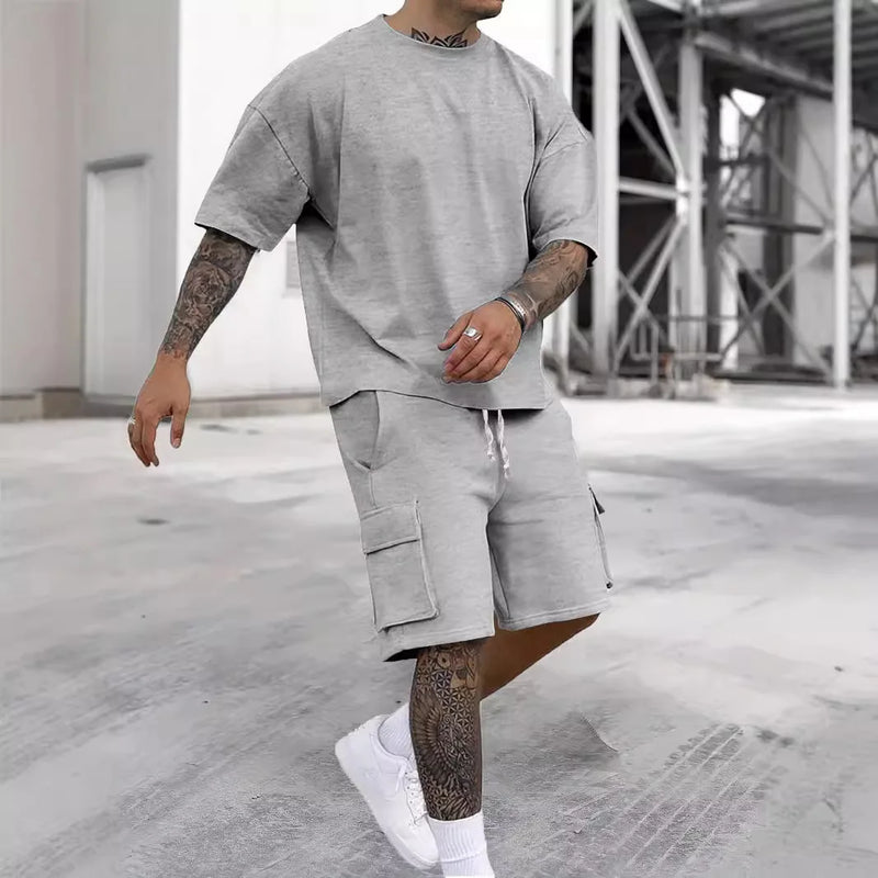 New Summer Style Fashion T-shirt and Utility Shorts Solid | SAMAG