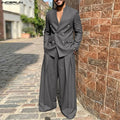 INCERUN Men's Sets Solid Color V Neck Long Sleeve Blazer Pants Two Piece Elegant Streetwear Fashion Matching - View 3 | SAMAG