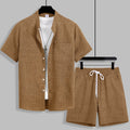 Summer Men's Cotton Linen Texture Stand Collar Short | SAMAG
