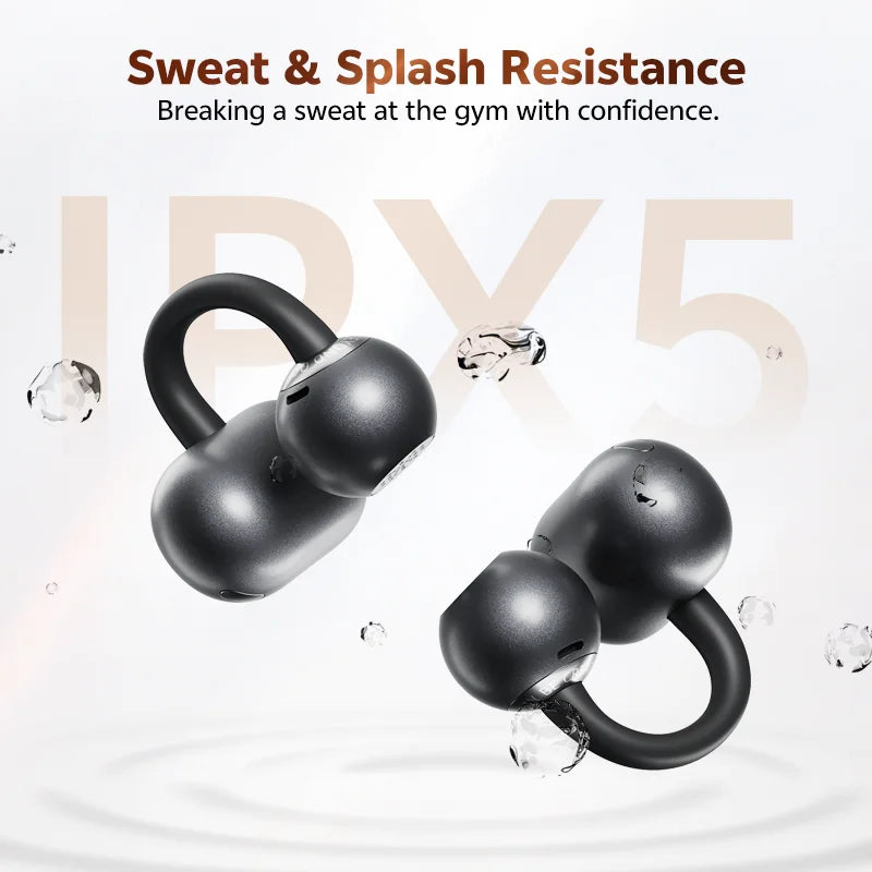QCY CT06 Clip On Earbuds Crossky C50 Open Ear Wireless Bluetooth 6.0 Headphones with 4 Mic 35H Earbuds Comfortable for Running