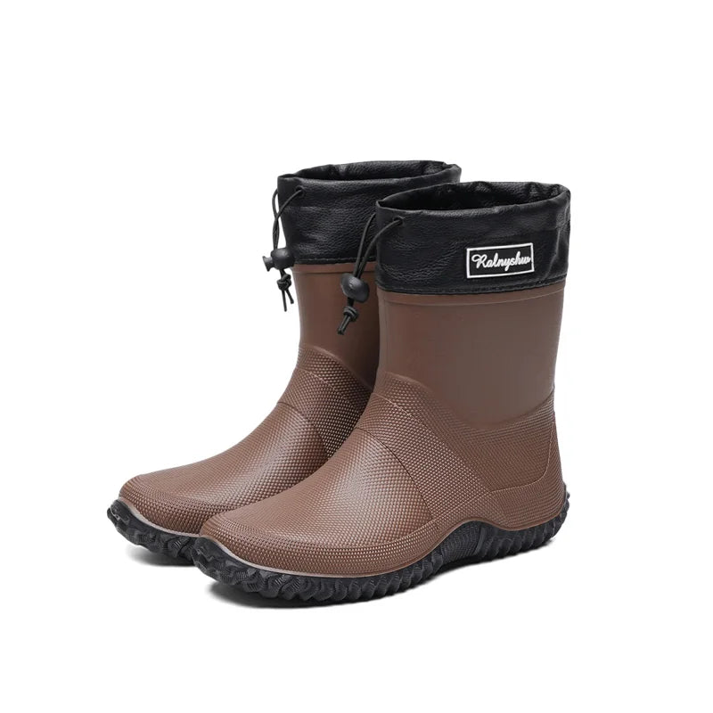 1 Pair of Men's Short-Tube Rain Boots, Outdoor Commuting Waterproof Shoes, Women's Low-Cut Lightweight Non-Slip Water Boots, Beach Rain Boots