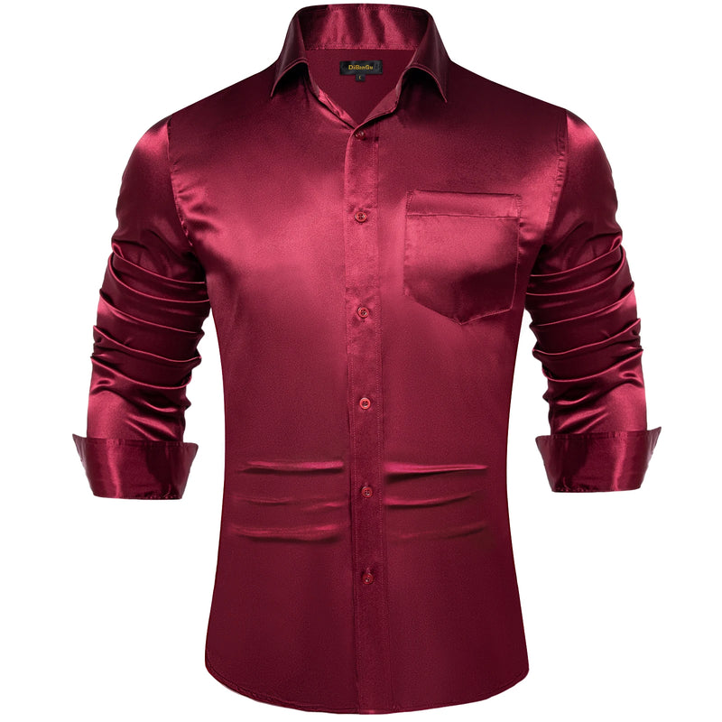 Solid Satin Shirts for Men Sage Green Black Yellow Red | SAMAG