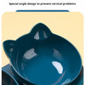 Pet Bowls With Water Feeder, 3 In 1 Ear Design Tilted Cat Water And Food Bowl Set With Gravity Water Bottle For Neck Protection