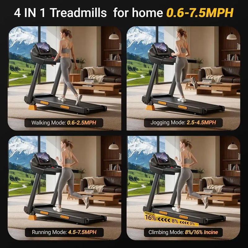 16% Incline 4 - in - 1 Foldable Treadmill with Triple - Sole - View 4 | SAMAG
