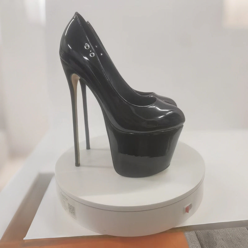 SDTRFT Red Pink Pumps Ladies Platform Shoes Woman 22cm Thin Heels Nighclub Wedding Dance Round Toe Patent Leather Stilettos