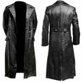 MEN'S GERMAN CLASSIC WW2 MILITARY UNIFORM OFFICER BLACK LEATHER TRENCH COAT mens leather jacket mens jacket
