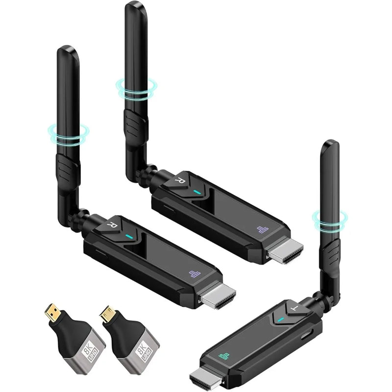 1x1 1x2 1x4 Wireless HDMI Extender Transmitter&Receiver Dongle Adapter，for Screen Sharing with Cameras,Laptops,TVs& Monitors