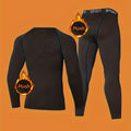 Sports thermal underwear set, quick drying thermal jacket and elastic compression pants, suitable for outdoor sports, home warm
