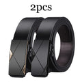 2pcs Trendy Retro Men's Automatic Buckle Belt Simple Fashion Men's Business Casual Belt High Quality Men's Clothing Accessories