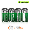 PALO 1-6PCS 1.5V D Size 15000mWh Lithium Rechargeable Battery D Type USB Li-ion Batteries LR20 Battery with Type C USB Cable