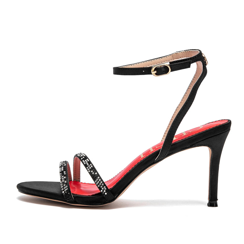 CHCH Women's Strap High Heels Summer Satin Open Toe Ankle Strap Sandals 8cm